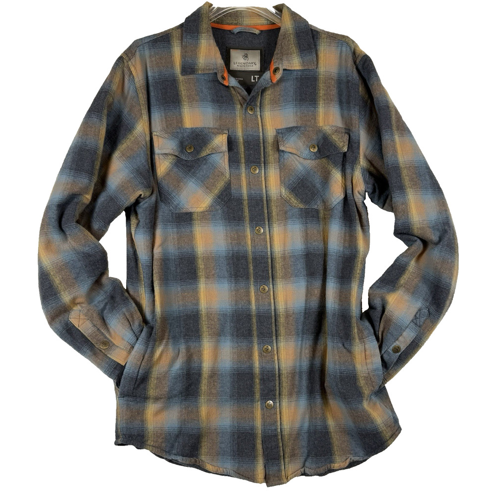 Legendary Whitetails Archer Mens Flannel Lined Shirt Jacket Plaid Size LT
